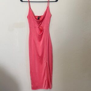 Windsor Pink Midi Dress with Cutout Detail